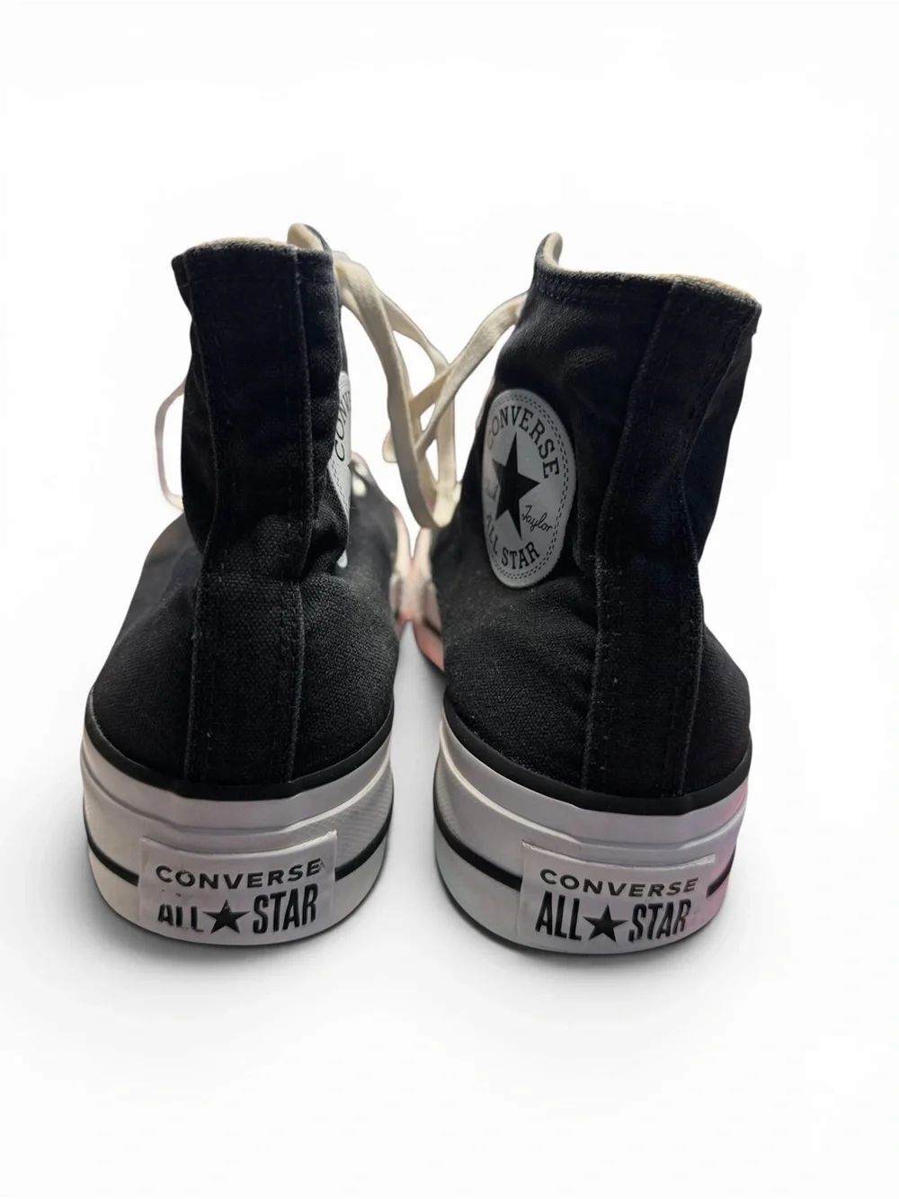 Converse Black Canvas High-Top Platform Sneakers W7.5 - Picture 2 of 6